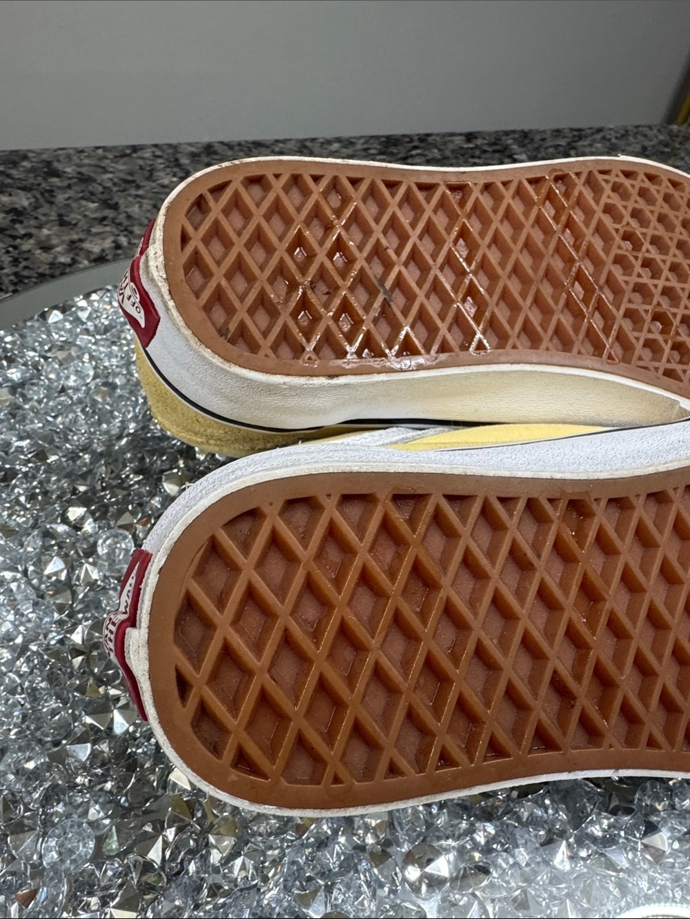 Vans Yellow Low-Top Canvas and suede Sneakers White Stripe logo EUC 7.5 - Picture 12 of 13